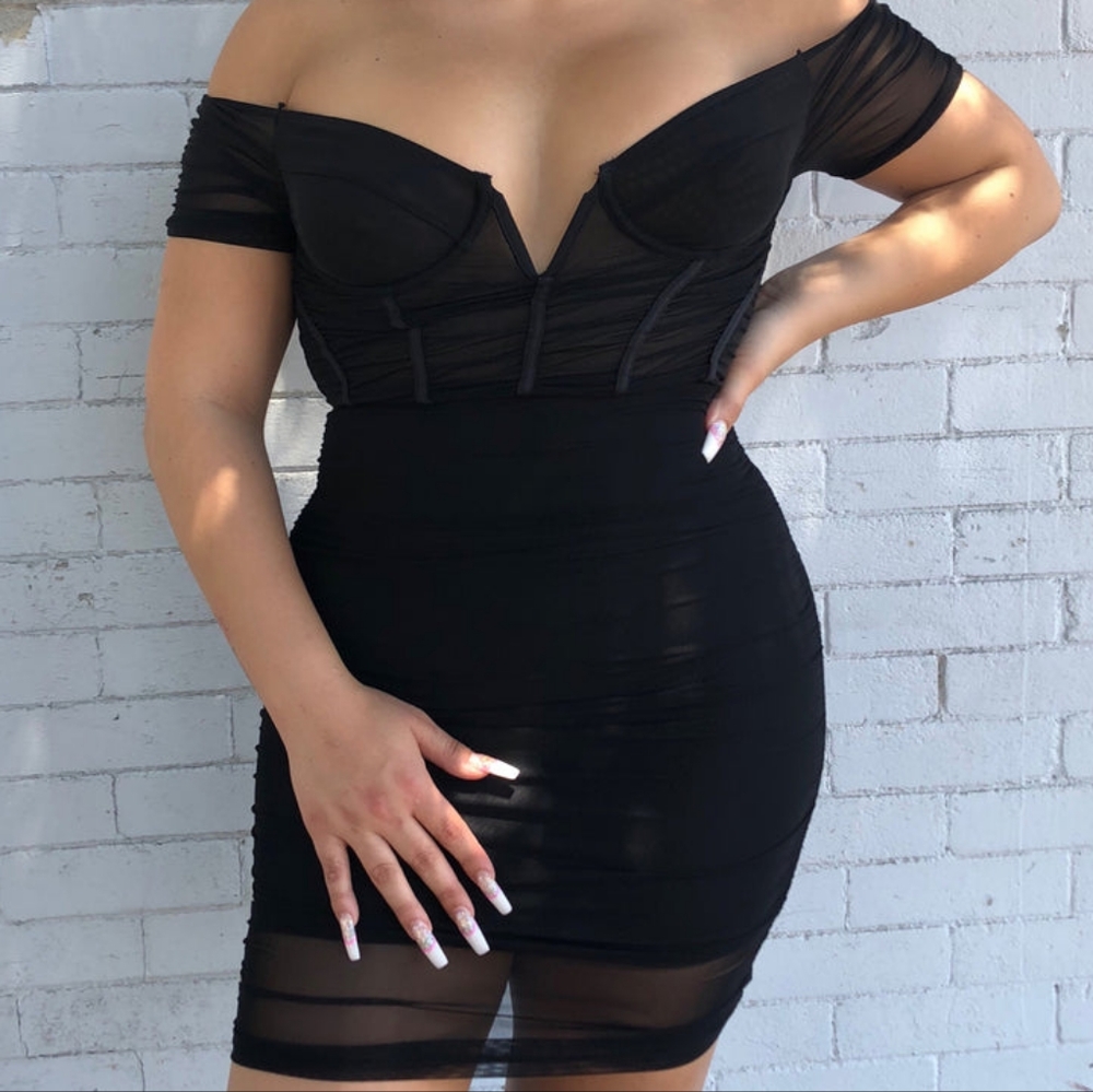 MESH MINI DRESS BLACK SMALL